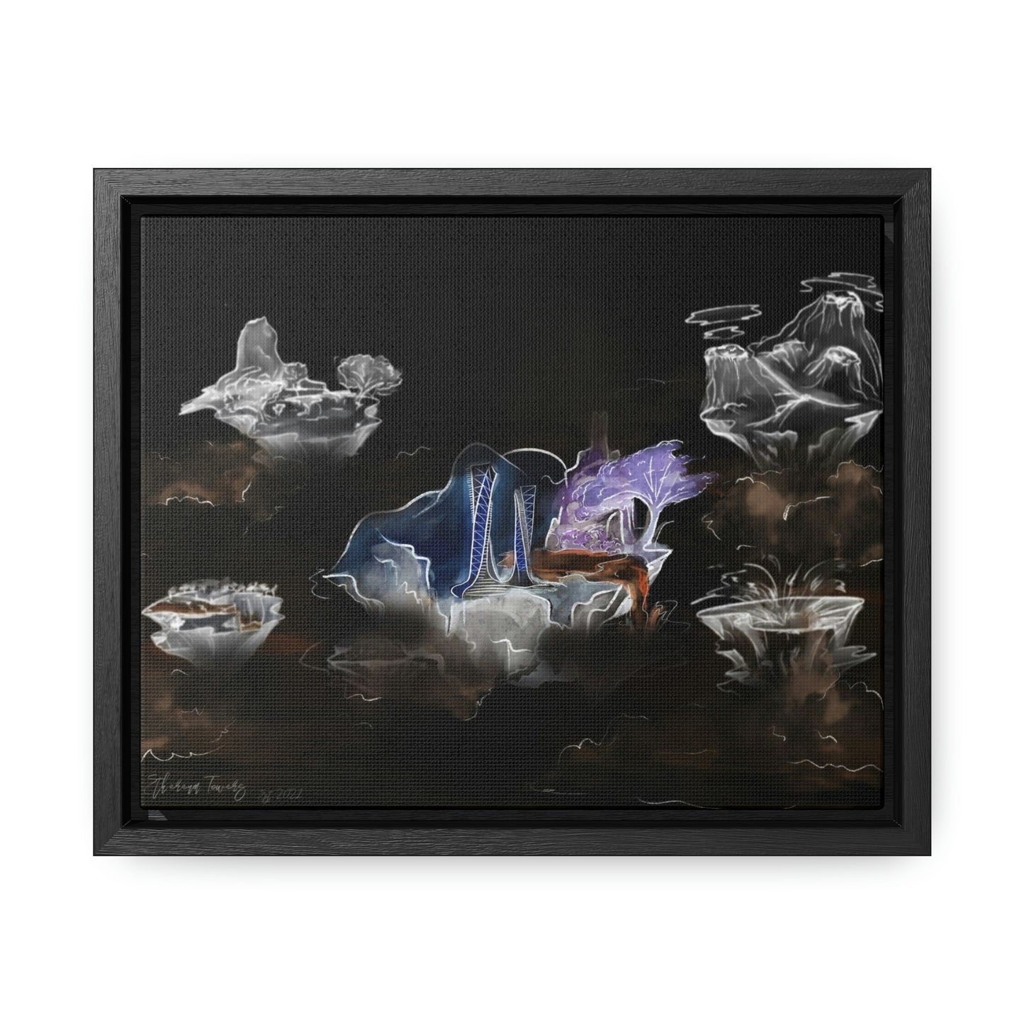 Ethereum Towers Concept Art Print (Inversion) - Canvas Wrap, Horizontal Frame - Multiple Sizes