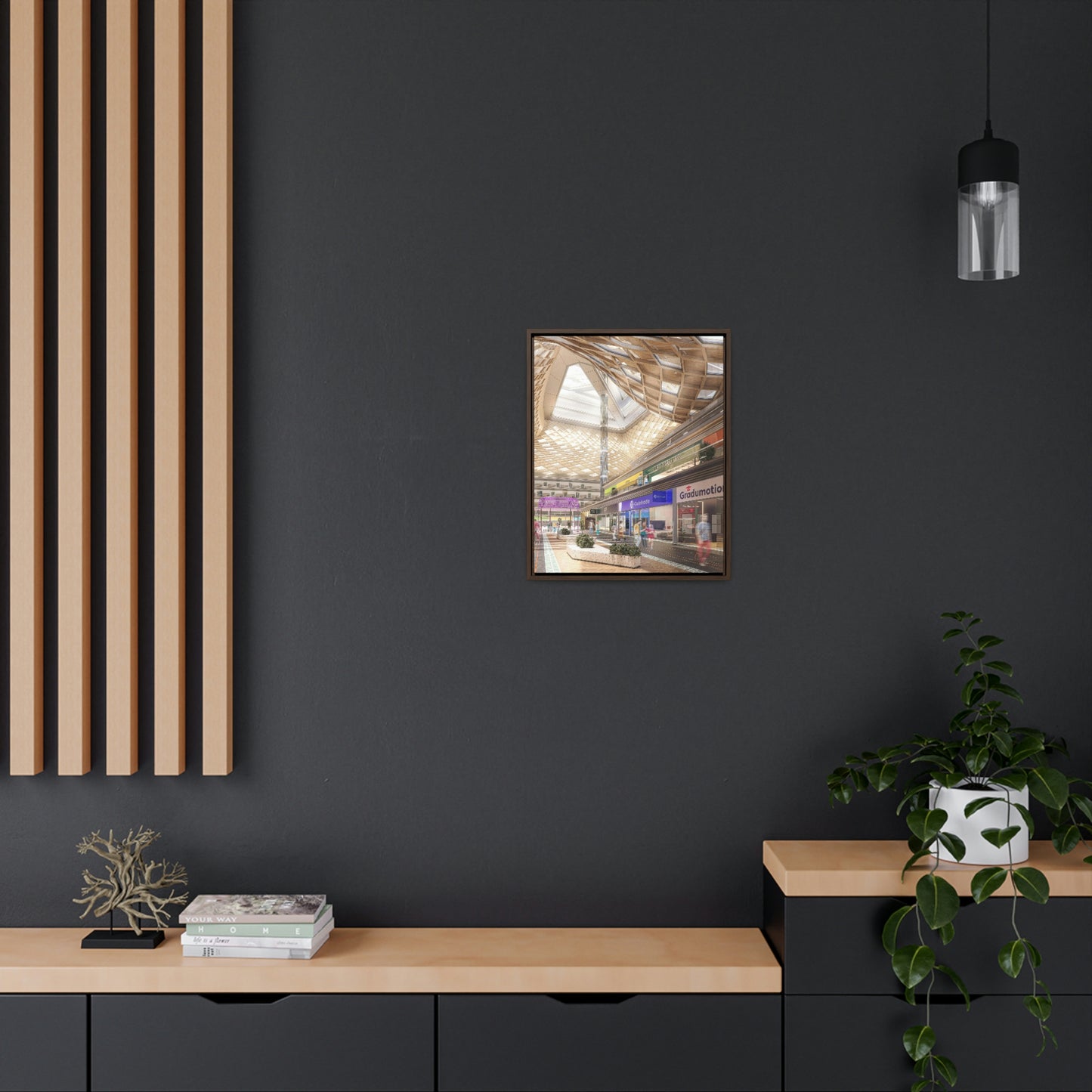 Communal Space Stylistic Print - Canvas Wrap, Vertical Frame - 16" x 20"