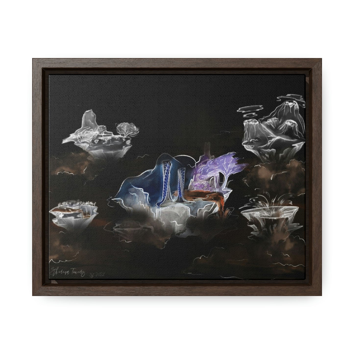 Ethereum Towers Concept Art Print (Inversion) - Canvas Wrap, Horizontal Frame - Multiple Sizes