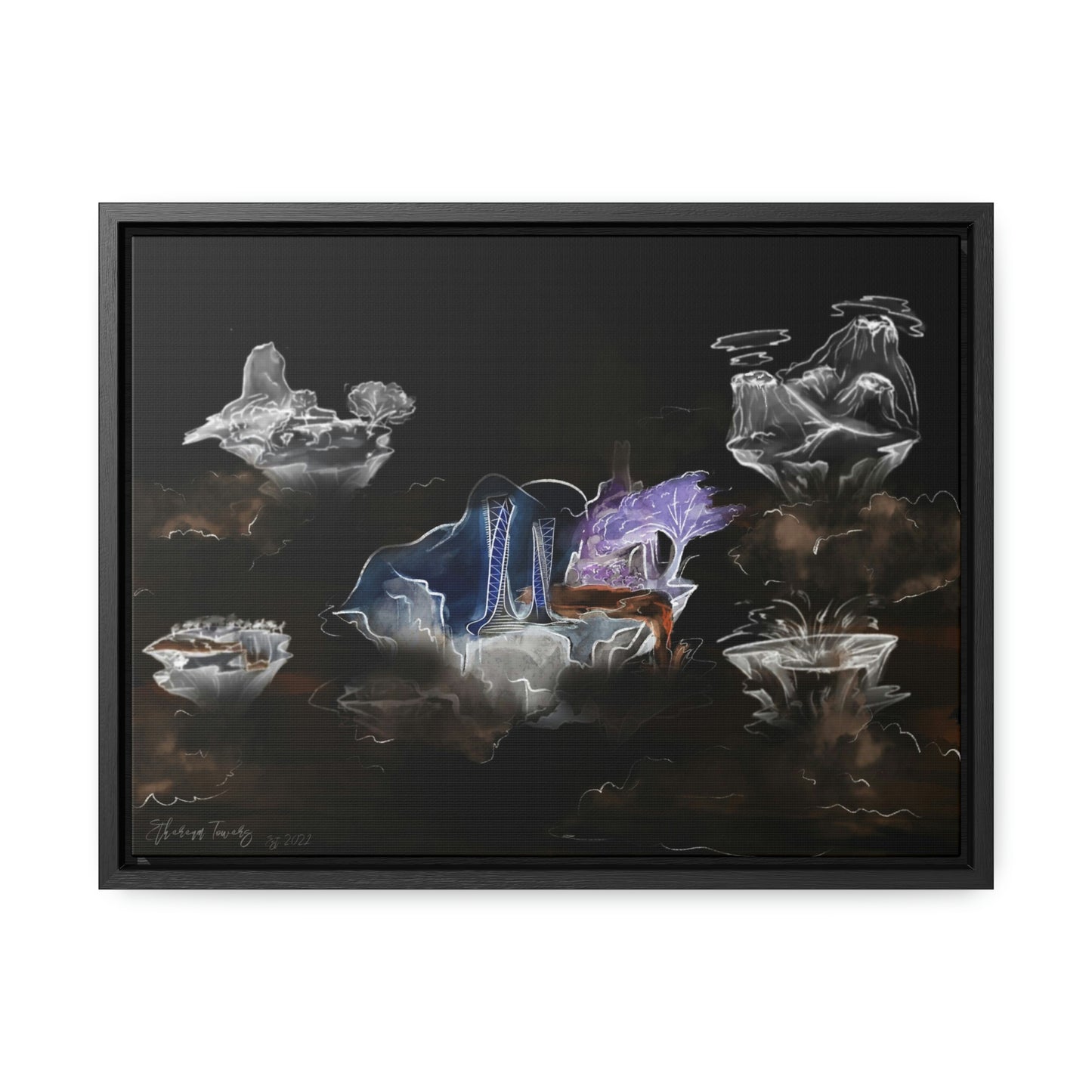 Ethereum Towers Concept Art Print (Inversion) - Canvas Wrap, Horizontal Frame - Multiple Sizes