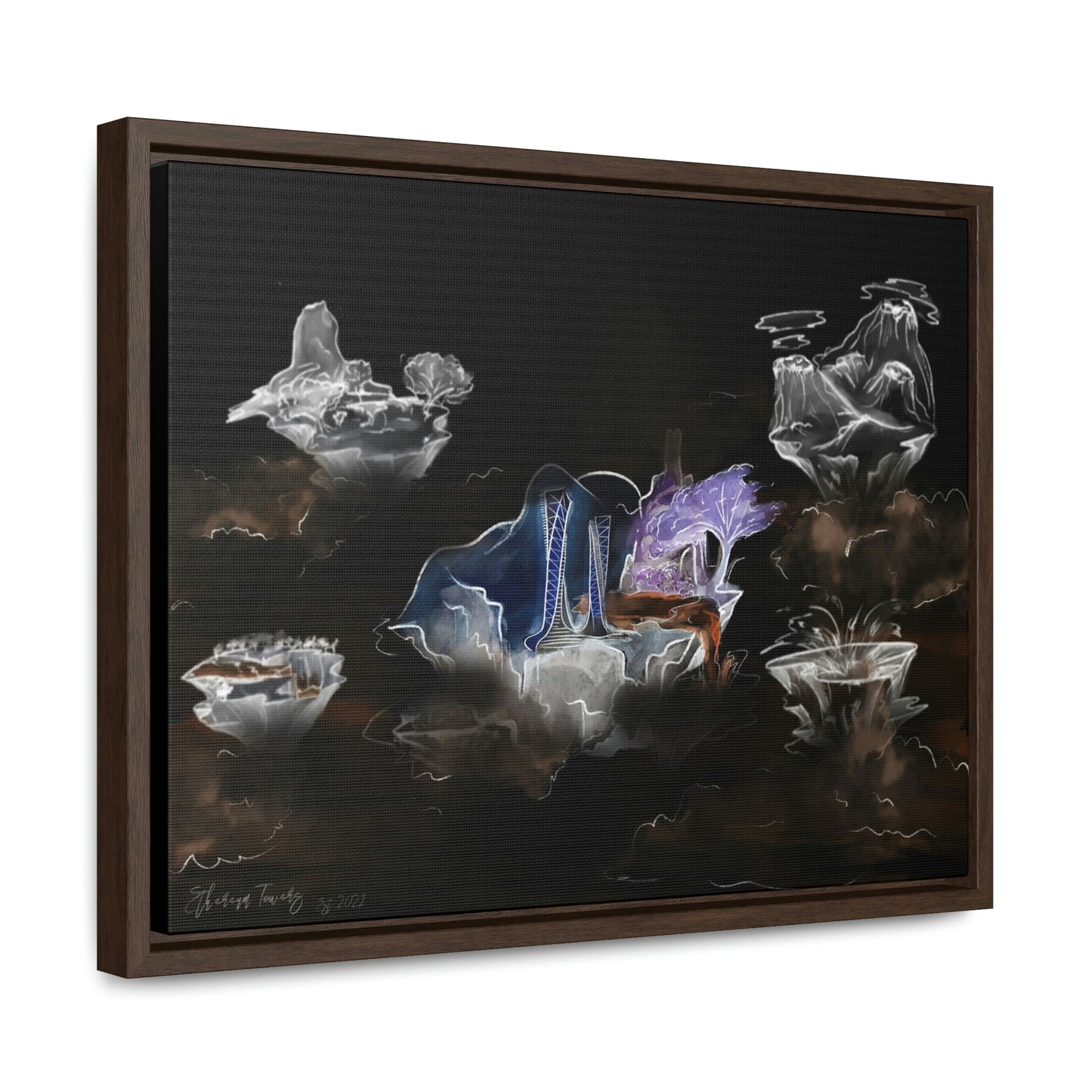 Ethereum Towers Concept Art Print (Inversion) - Canvas Wrap, Horizontal Frame - Multiple Sizes