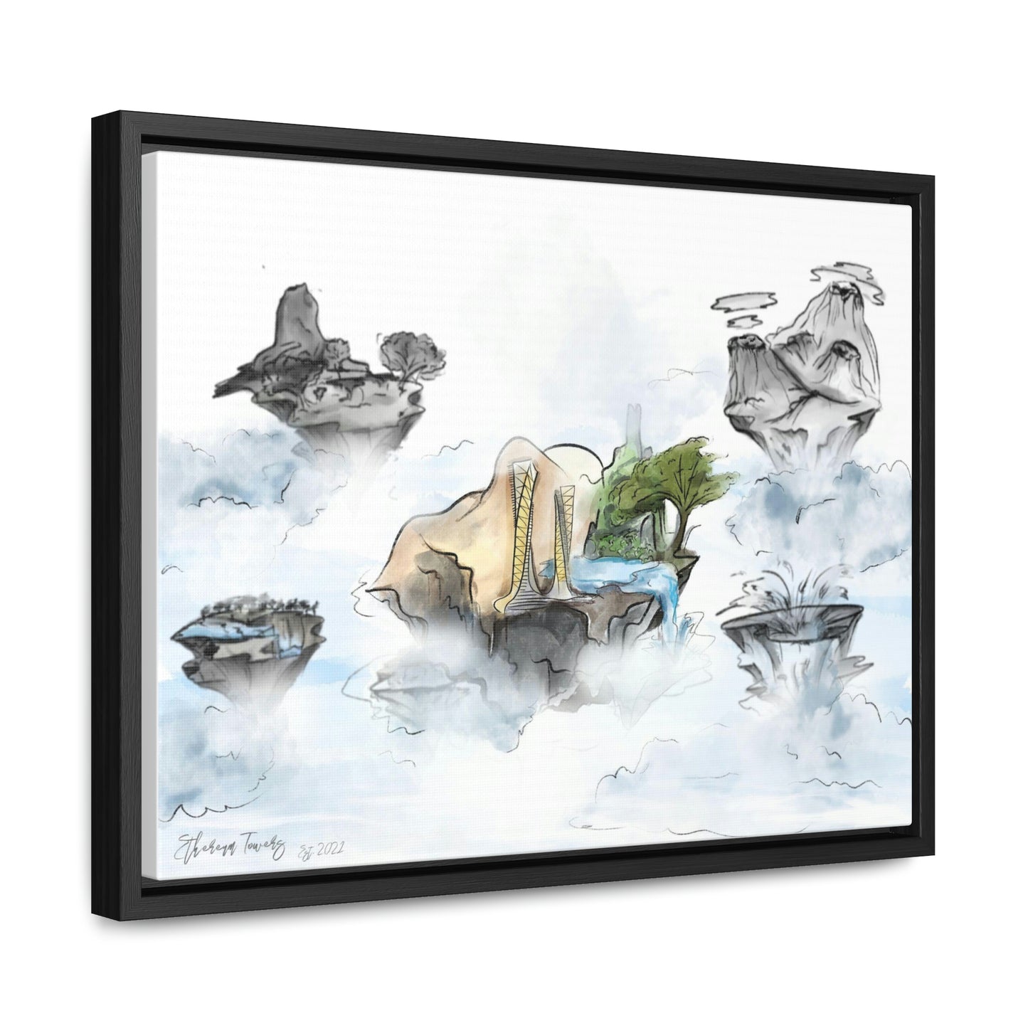 Ethereum Towers Concept Art Print (Color) - Canvas Wrap, Horizontal Frame - Multiple Sizes