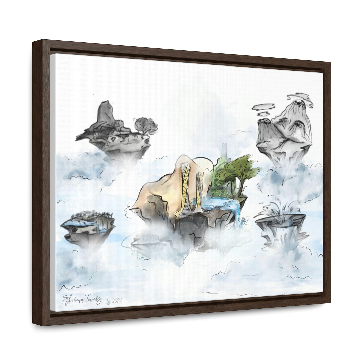 Ethereum Towers Concept Art Print (Color) - Canvas Wrap, Horizontal Frame - Multiple Sizes