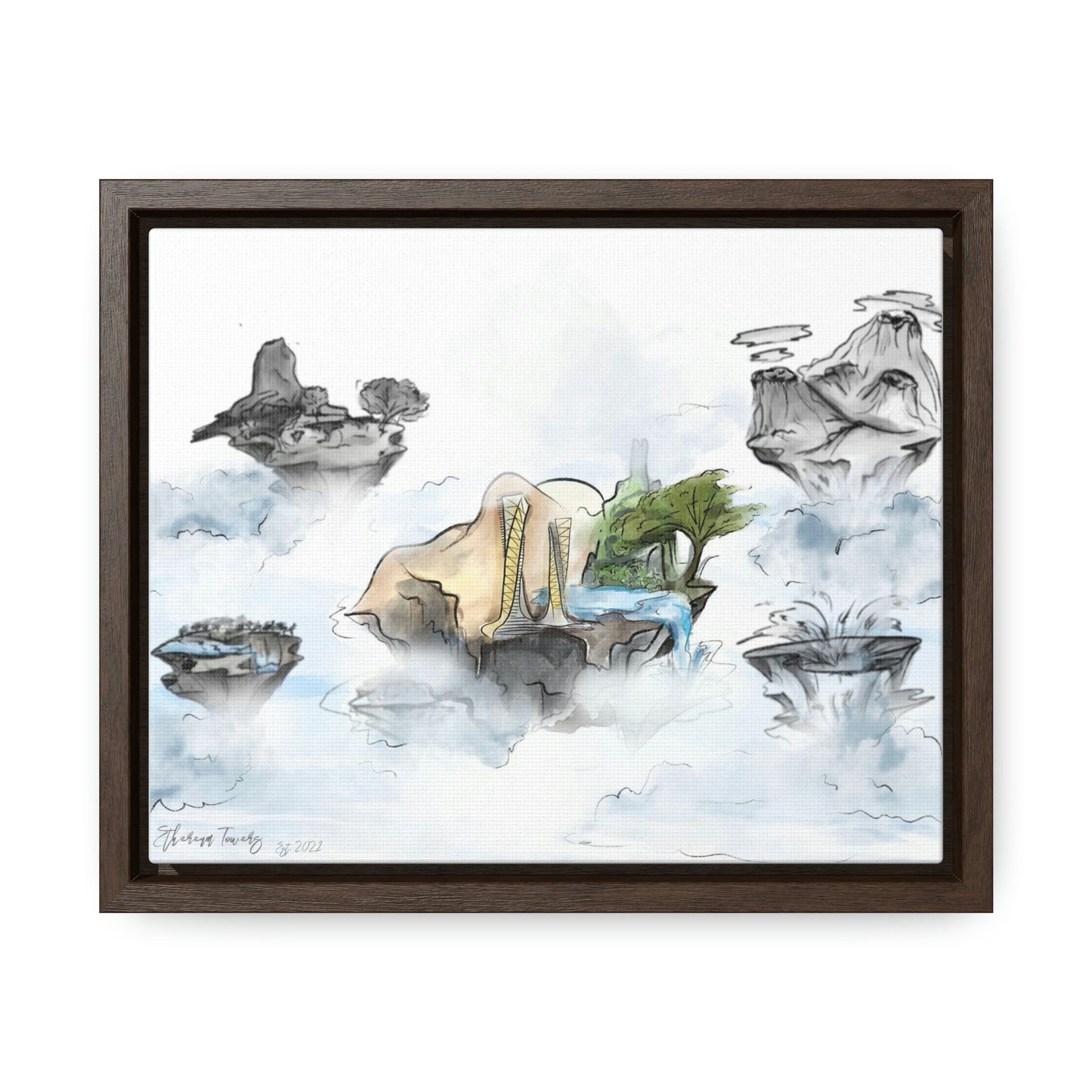 Ethereum Towers Concept Art Print (Color) - Canvas Wrap, Horizontal Frame - Multiple Sizes