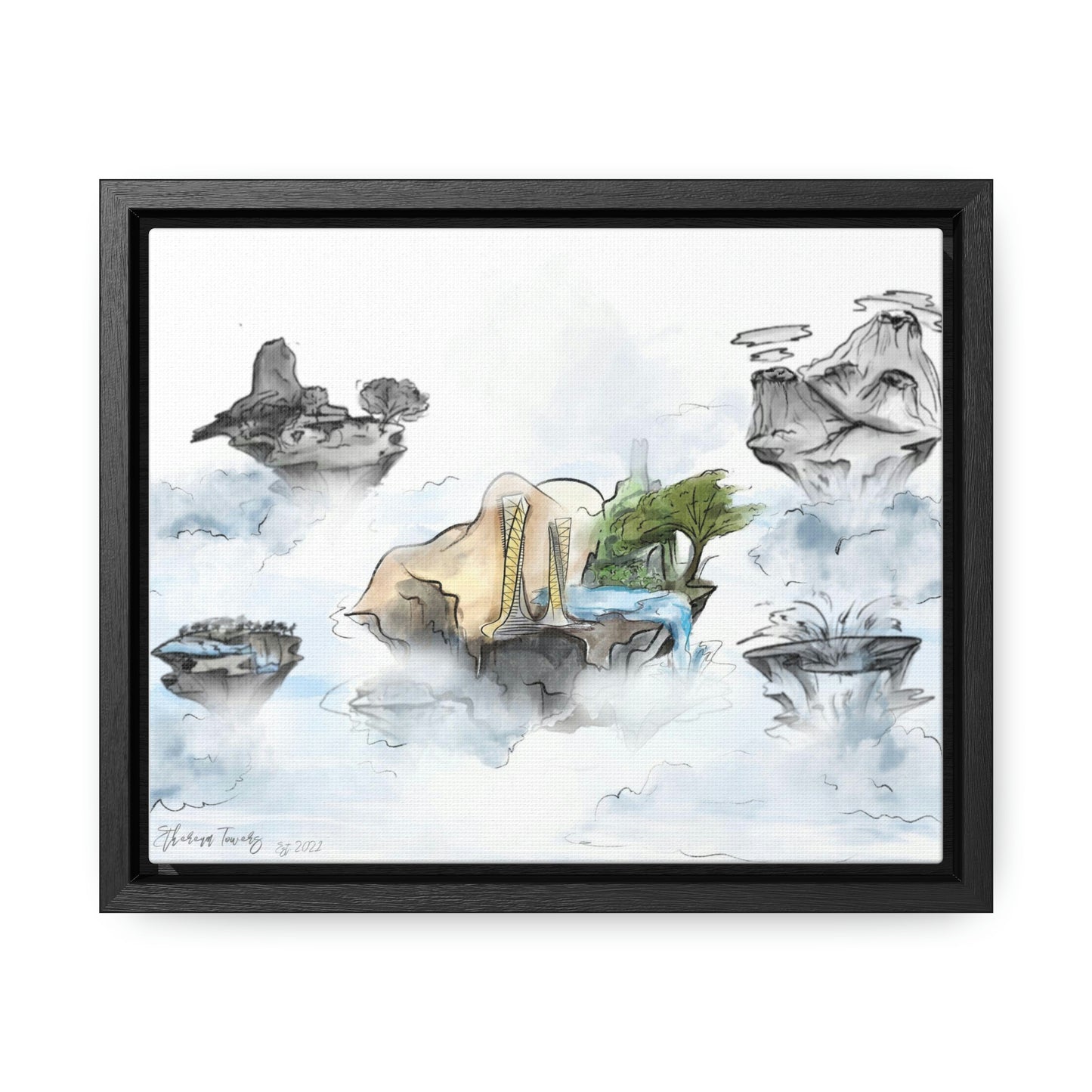 Ethereum Towers Concept Art Print (Color) - Canvas Wrap, Horizontal Frame - Multiple Sizes