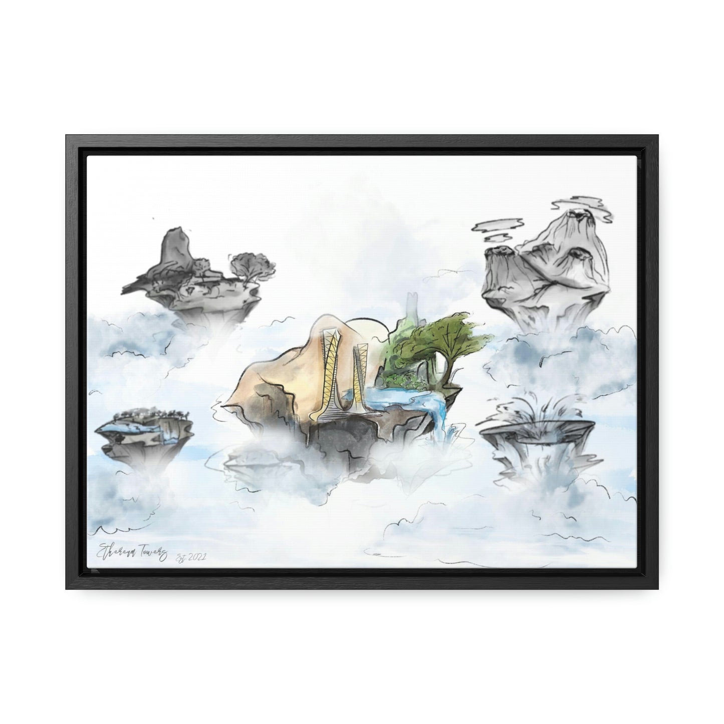 Ethereum Towers Concept Art Print (Color) - Canvas Wrap, Horizontal Frame - Multiple Sizes