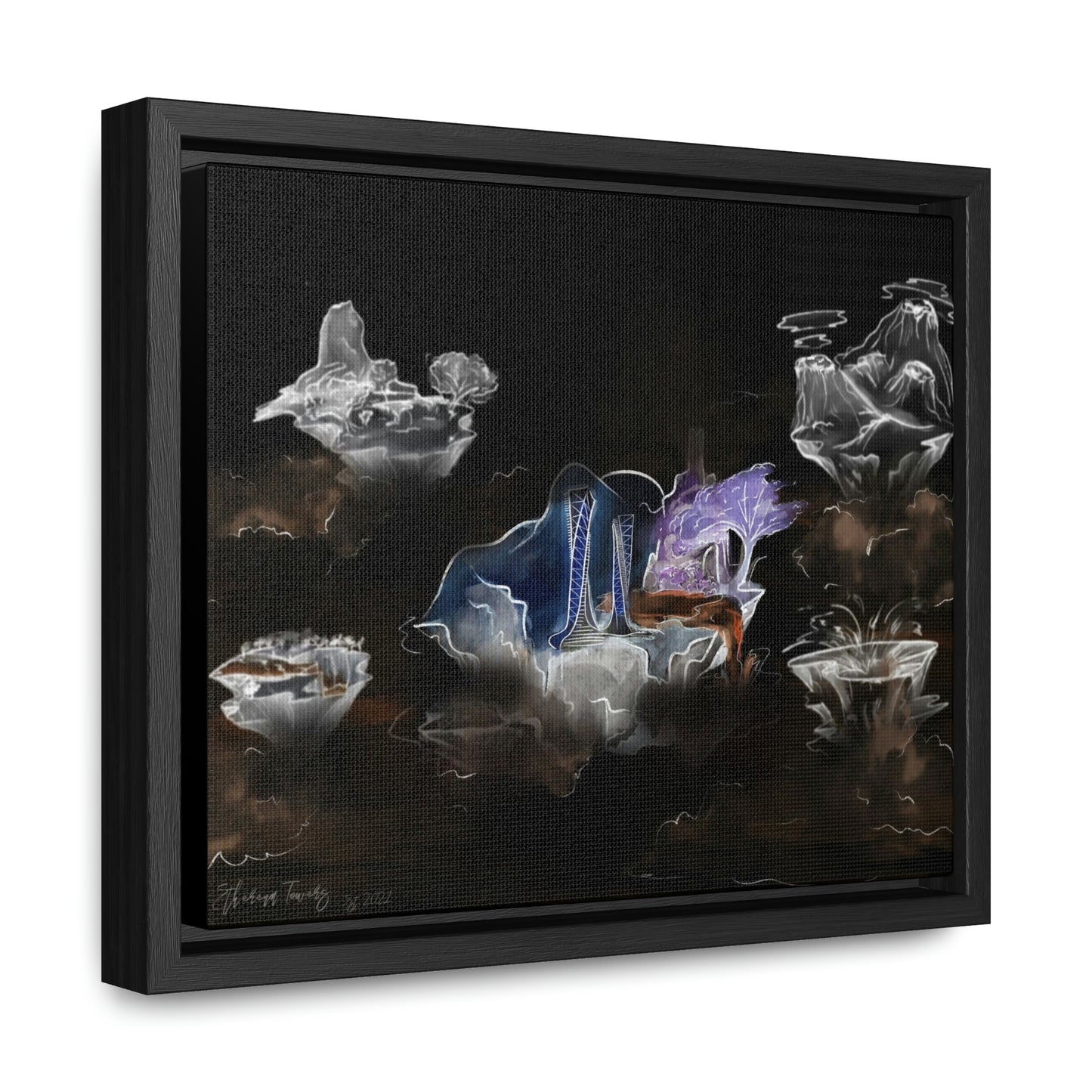 Ethereum Towers Concept Art Print (Inversion) - Canvas Wrap, Horizontal Frame - Multiple Sizes